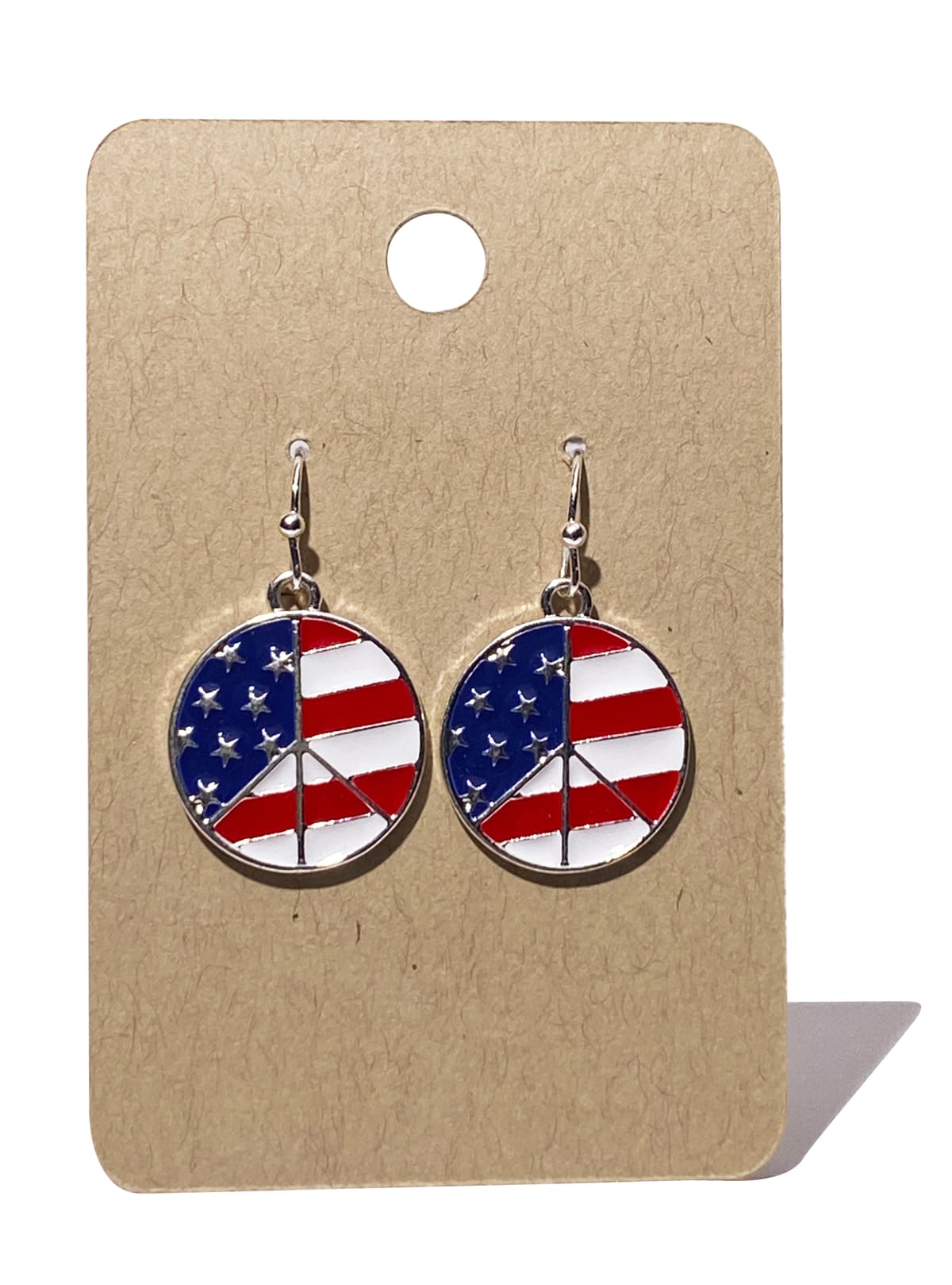 Custom kraft earring display cards in branded packaging, made in the USA